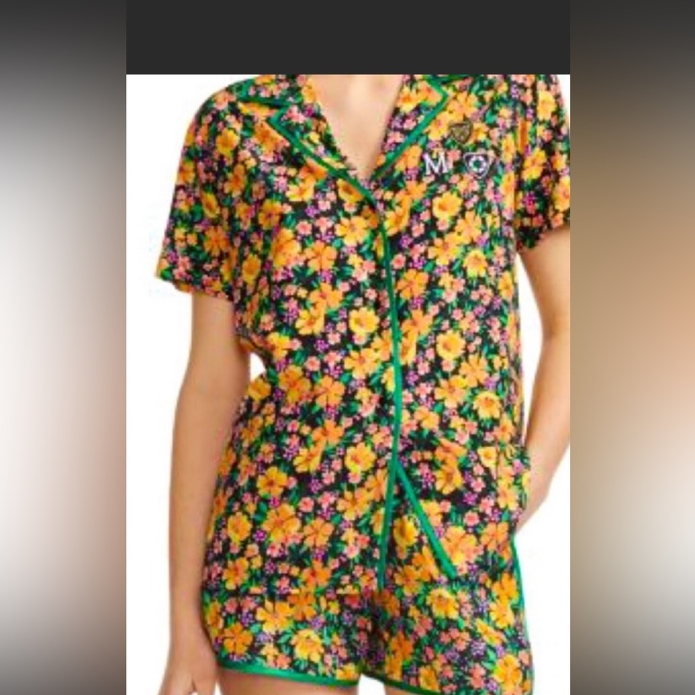 Maje Yellow Cikael Piped Floral Motif Shirt Size 3 (Large) NWT